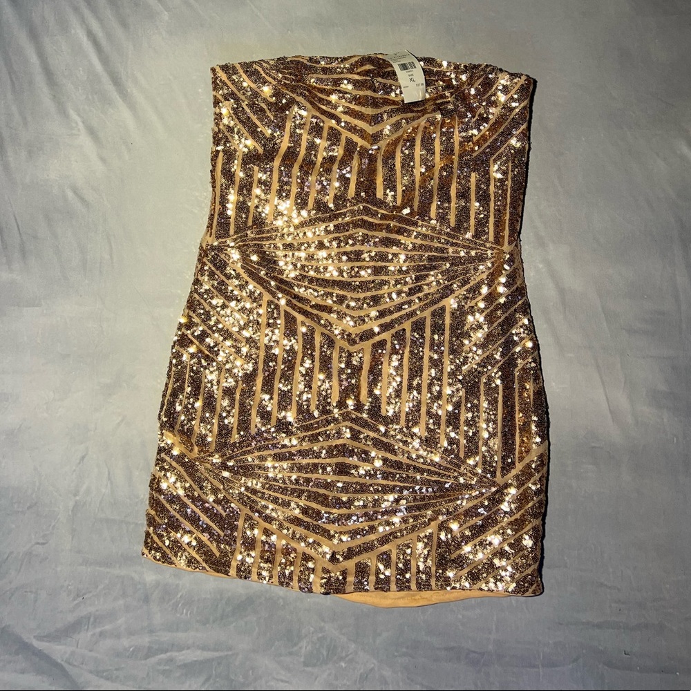 Strapless Mini Dress- Rose Gold